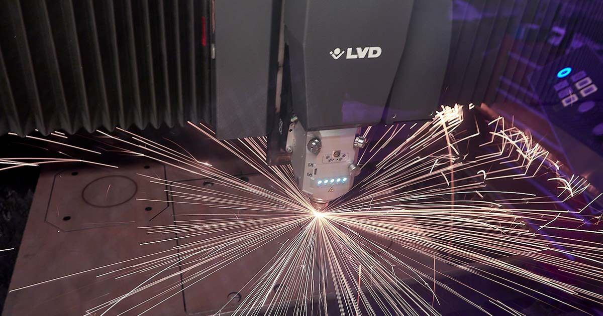 Laser cutting machine in use 